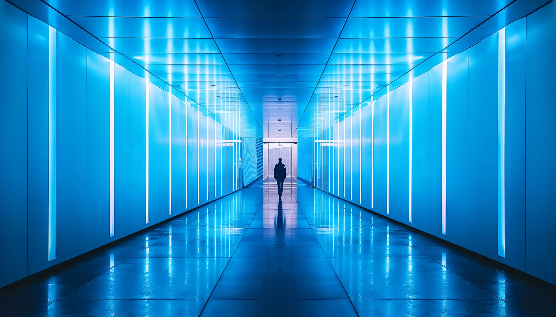 Futuristic-Corridor-with-Silhouetted-Figure.